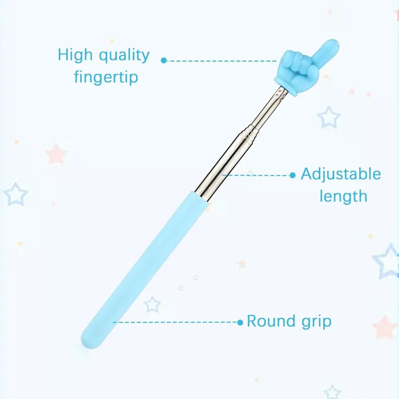 Retractable Teacher Pointer Stick, Telescopic Finger Pointer Durable Extendable Hand Pointer for Classroom, Whiteboard & Presentations (YL-147)